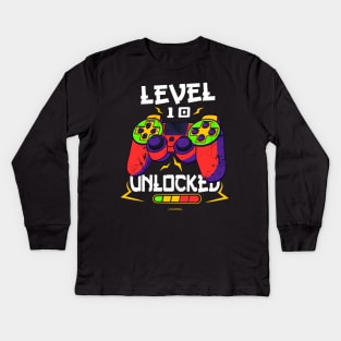 level 10 unlocked birhday gift Kids Long Sleeve T-Shirt